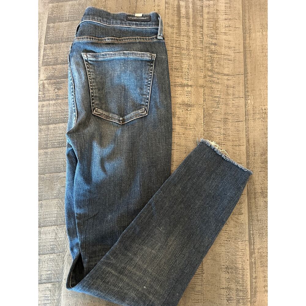 Citizens of Humanity Rocket High Rise Skinny Jeans - Size 30 Dark Wash Raw Hem